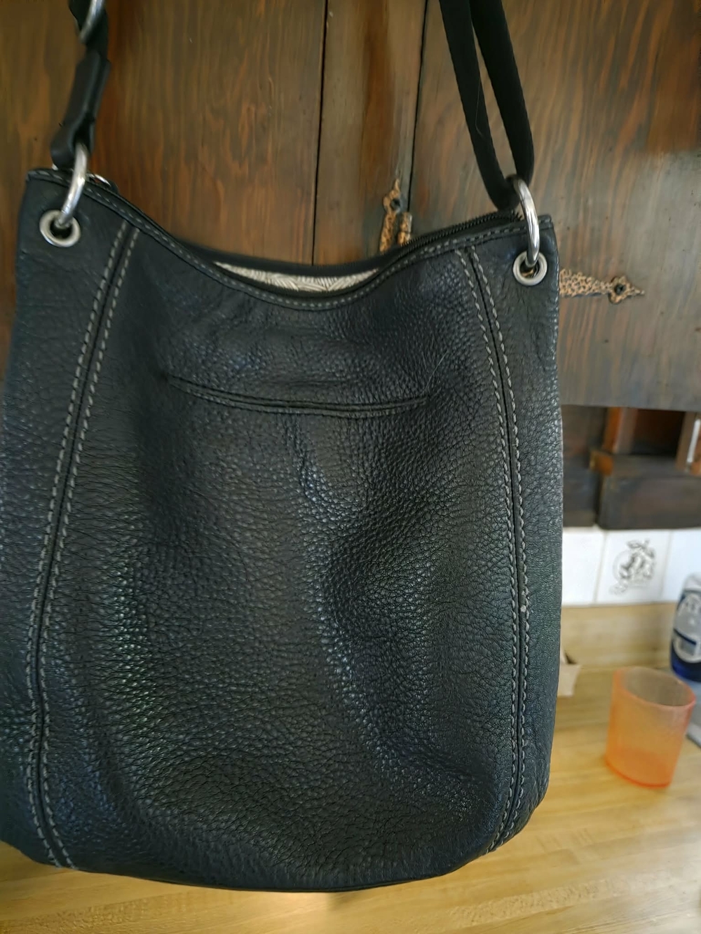 The Sak Black Pebbled Leather Crossbody Hobo